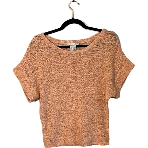 WD.NY blush crochet short sleeve blouse size Medium - Picture 1 of 4